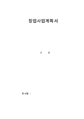 사업계획서 (창업 사업계획서)